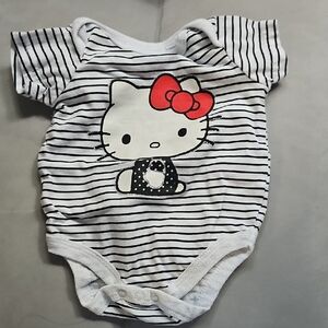 Hello Kitty Black and White Striped Bodysuit with Red Bow